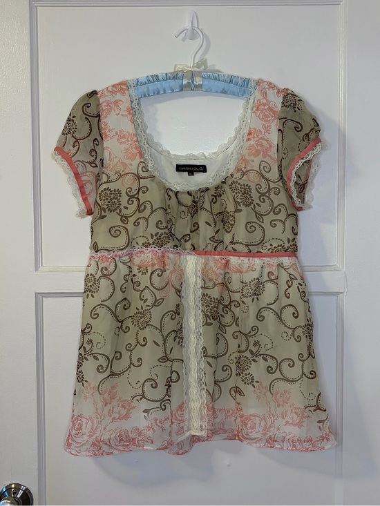 American Vintage Tops - Vintage Paisley Kitschy Constance Marie Babydoll Blouse Top